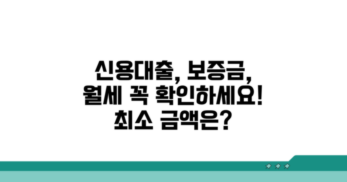 신용대출, 보증금, 월세, 미니멈 확인